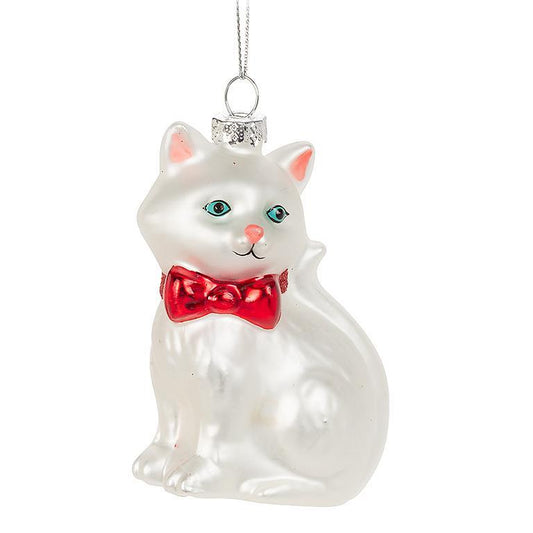 Sitting Cat w/Bow Ornament