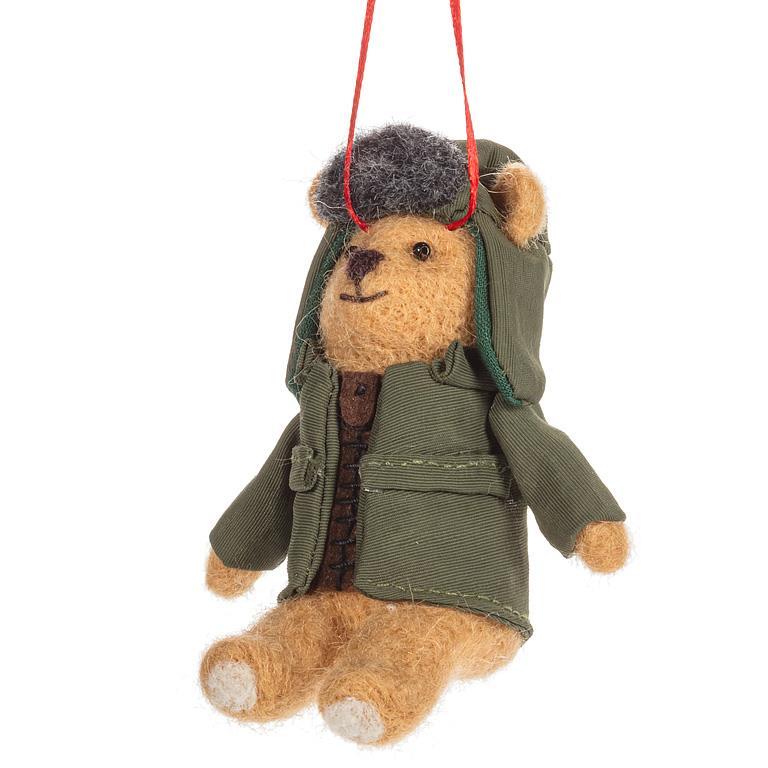 F102 - Bear in Jacket & Hat Ornament-4"H