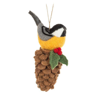 F122 - Bird on Pinecone Ornament