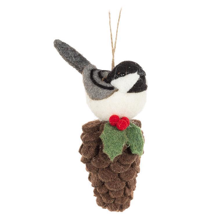 F122 - Bird on Pinecone Ornament