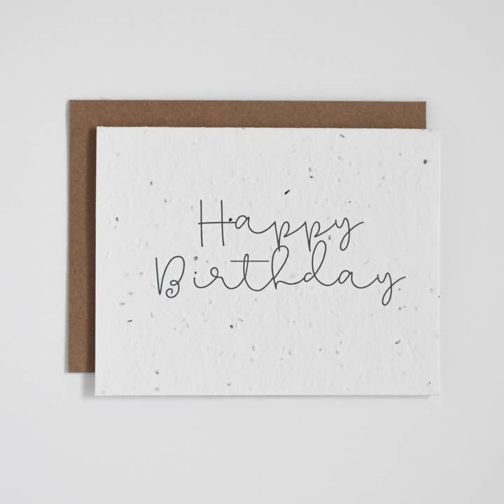 Happy Birthday Cursive Plantable Greeting Card