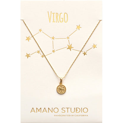 Tiny Zodiac Medallion Virgo Necklace