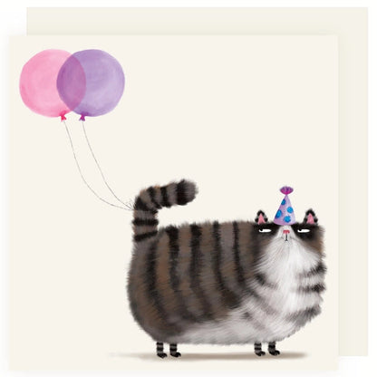 Grumpy Cat Balloons Greeting Card