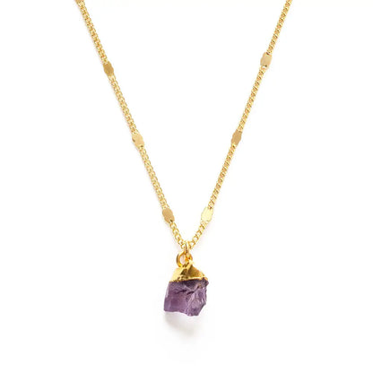 Raw Cut Amethyst Gemstone Necklaces