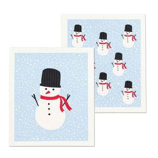 Swedish Dishcloths Set of 2 Square Hat Snowman