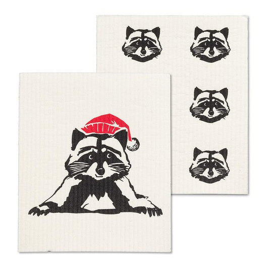 Swedish Dishcloths Set of 2 Raccoon w/Hat