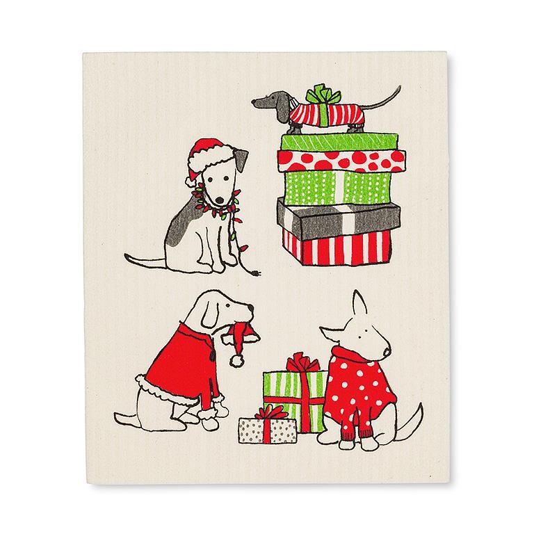 Swedish Dishcloths Set of 2 Holiday Dogs