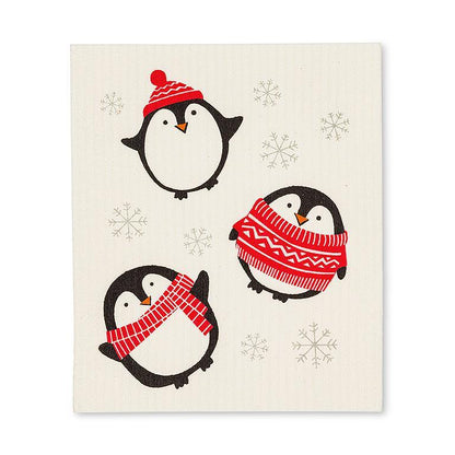 Swedish Dishcloths Set of 2 Holiday Penguin