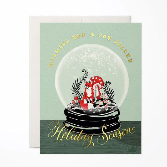 Fox Snowglobe Holiday Greeting Card