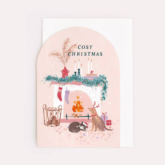 Cosy Fireplace Christmas Card