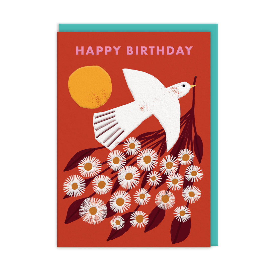 Happy Birthday Bird & Flowers Card