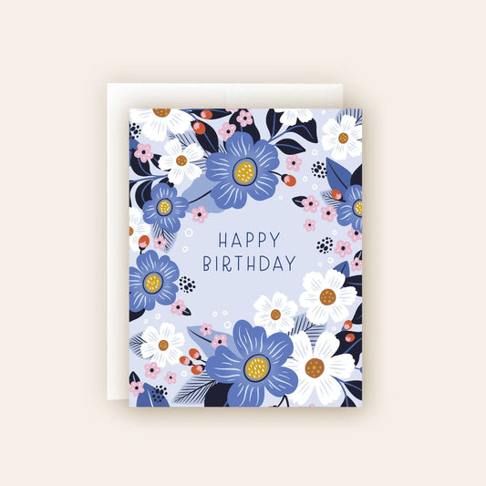 Blue Flower Birthday Card