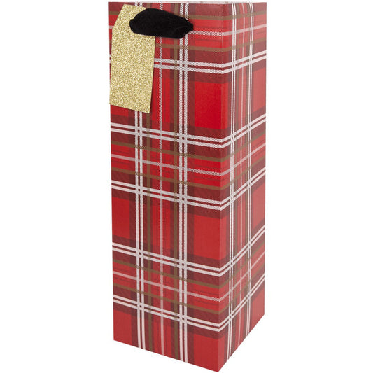 Festive Flannel Wine Gift Bag