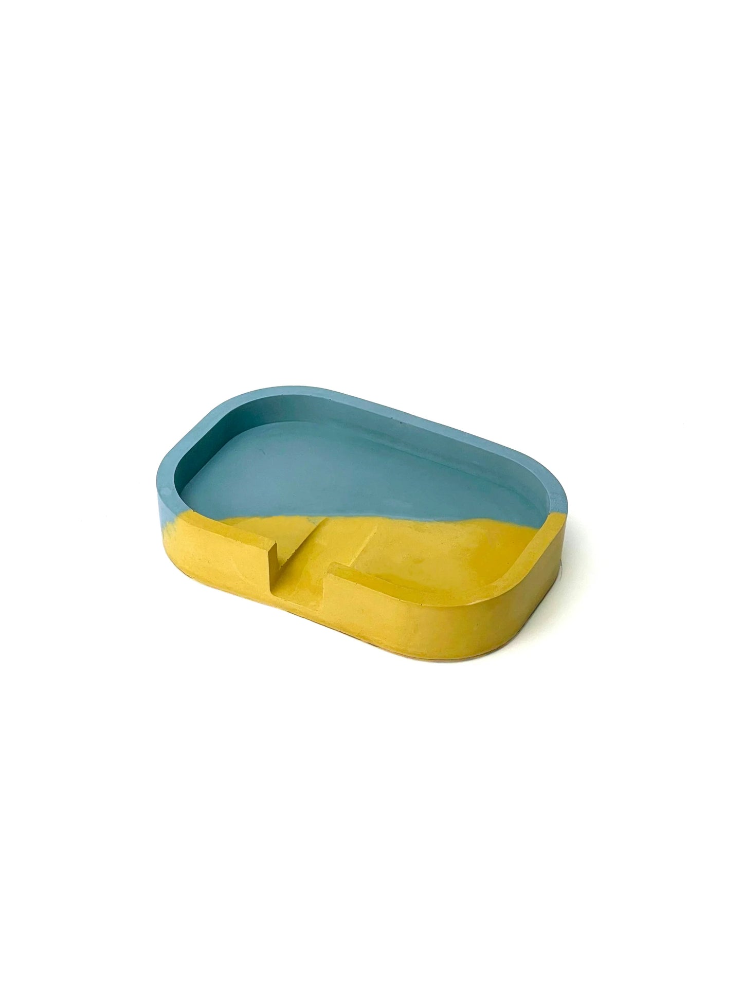 Colour Block Soap Dish Blue / Yellow