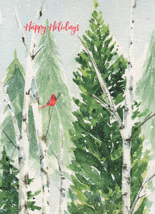 Pine Tree And Birch Card