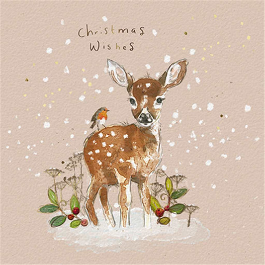 Baby Deer in the Snow Christmas Card