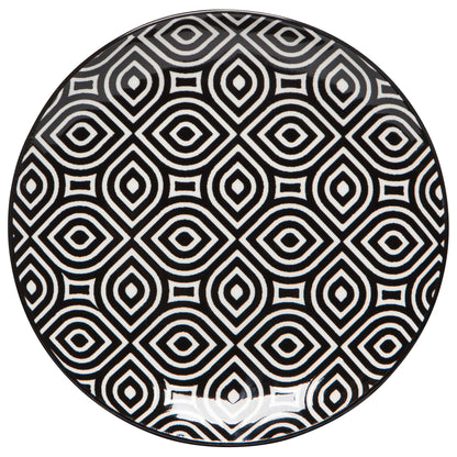 Black White Geo Appetizer Plate 6"