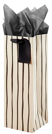 Black Creme Stripe Wine Bag