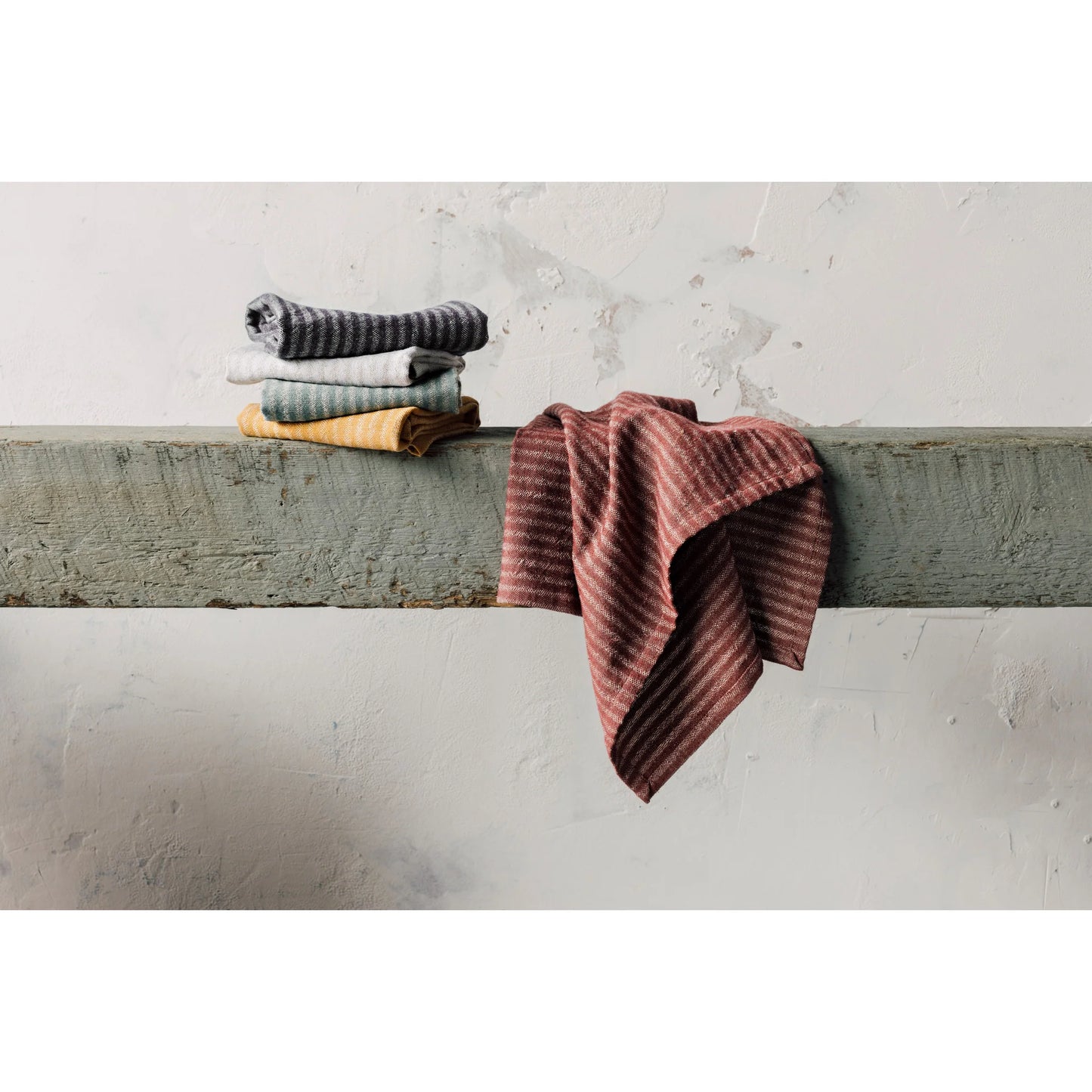 Wine Stripe Linen and Cotton Dishtowel