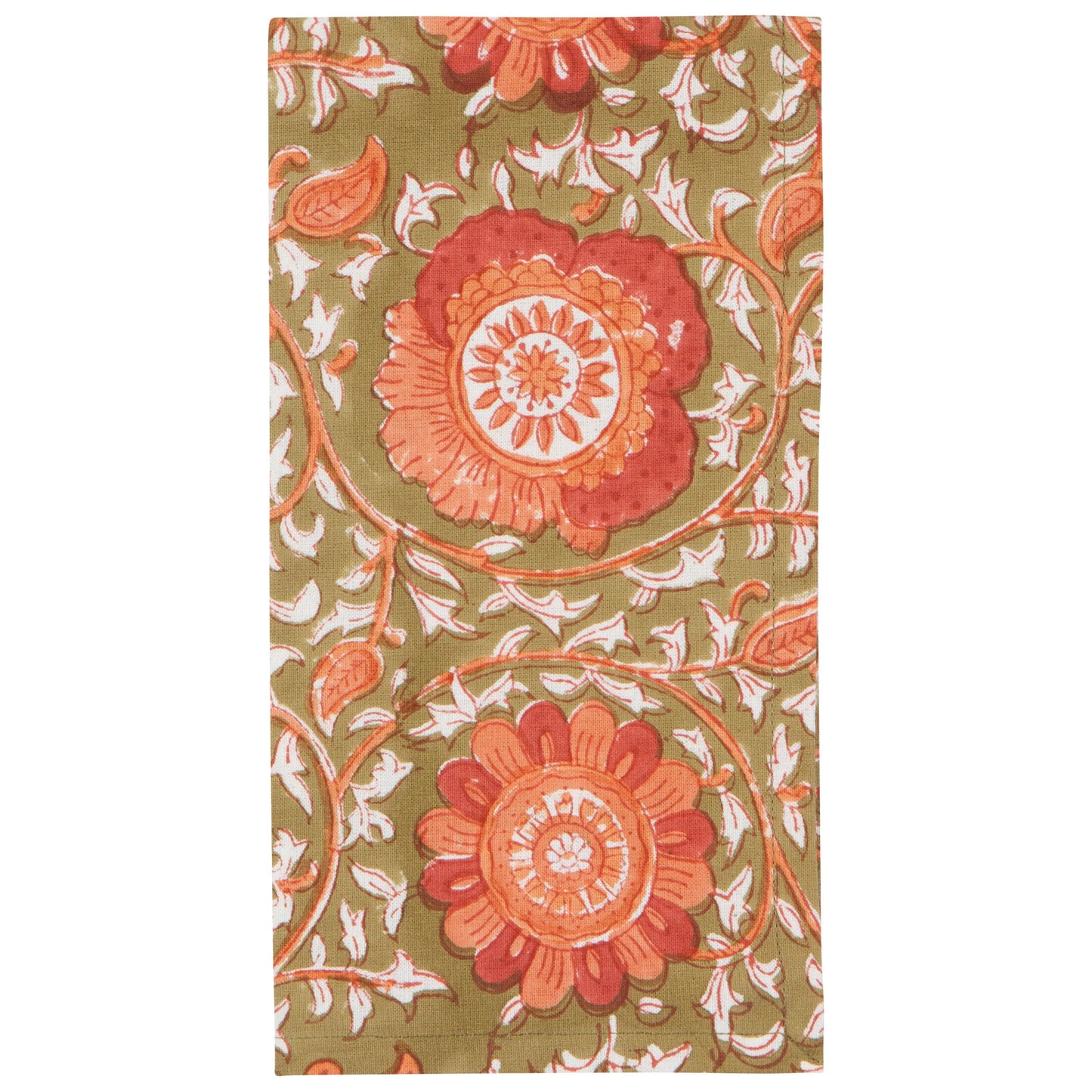 Block Print Zinnia Napkin Set of 4