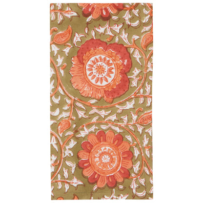 Block Print Zinnia Napkin Set of 4