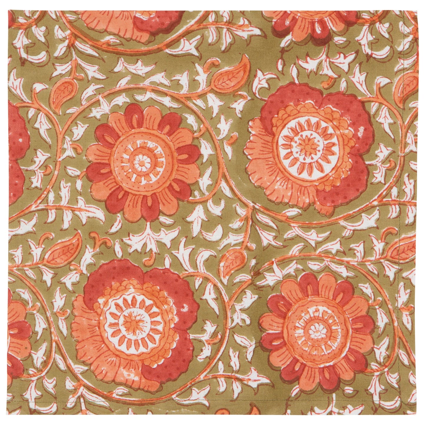 Block Print Zinnia Napkin Set of 4