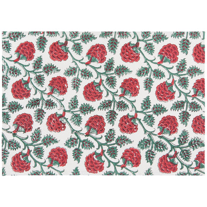 Block Print Carnation Placemat Set of 4