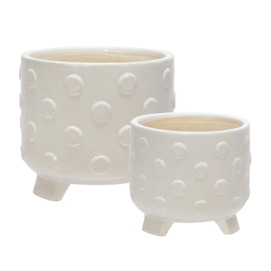 White Spots Ceramic Footed Planter