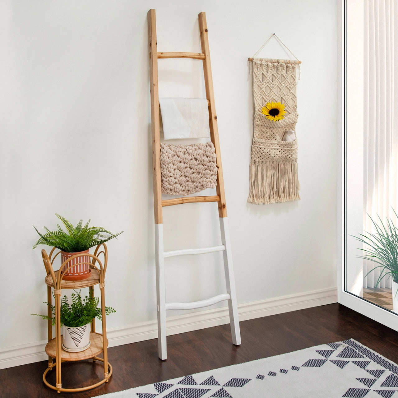 Triangle Dots Planter W/ Saucer, White