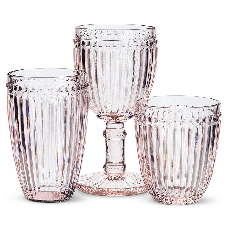 Pink Dot & Panel Glass Goblet