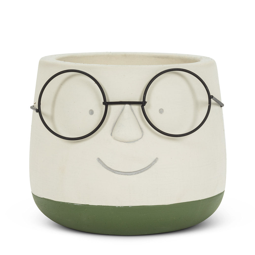 Large Face Planter with Glasses 6"D