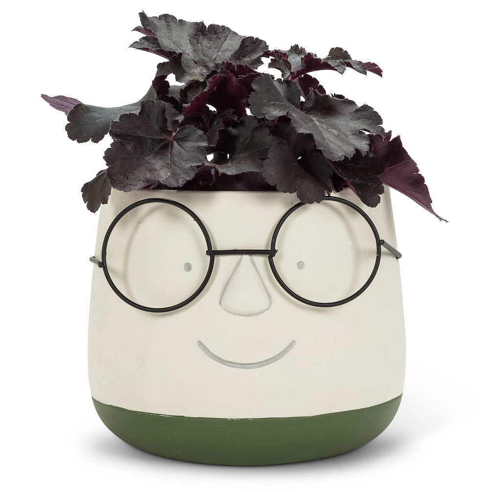 Large Face Planter with Glasses 6"D