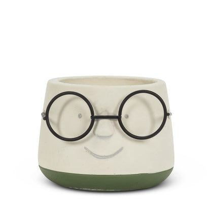 Small Face Planter with Glasses 3.5"D