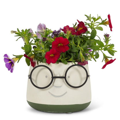 Small Face Planter with Glasses 3.5"D