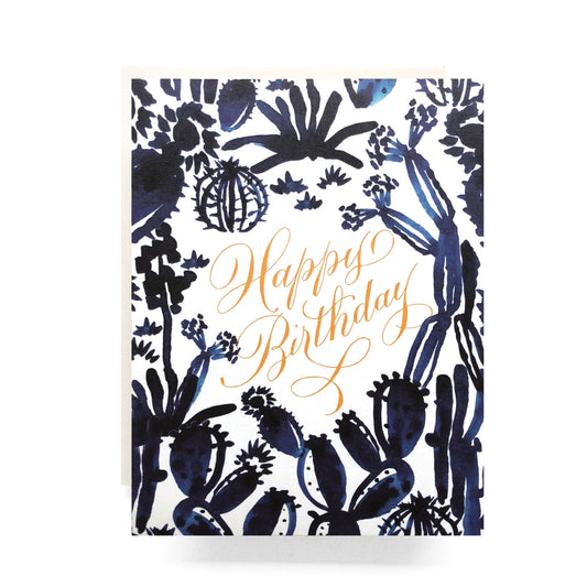 Indigo Cactus Birthday Card