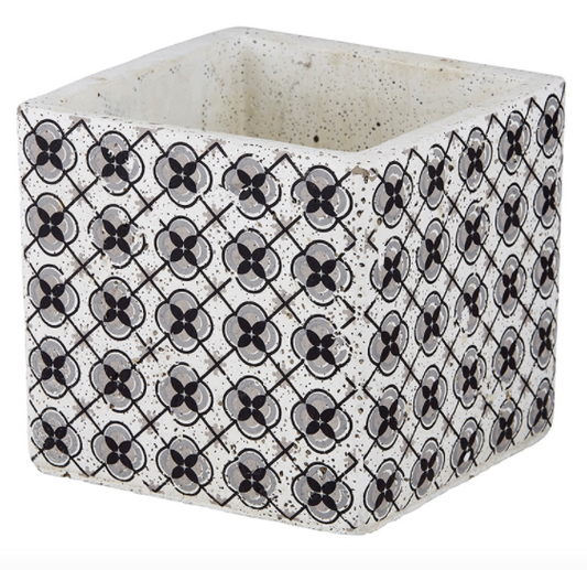 Concrete Ornate Planter Medium Grey