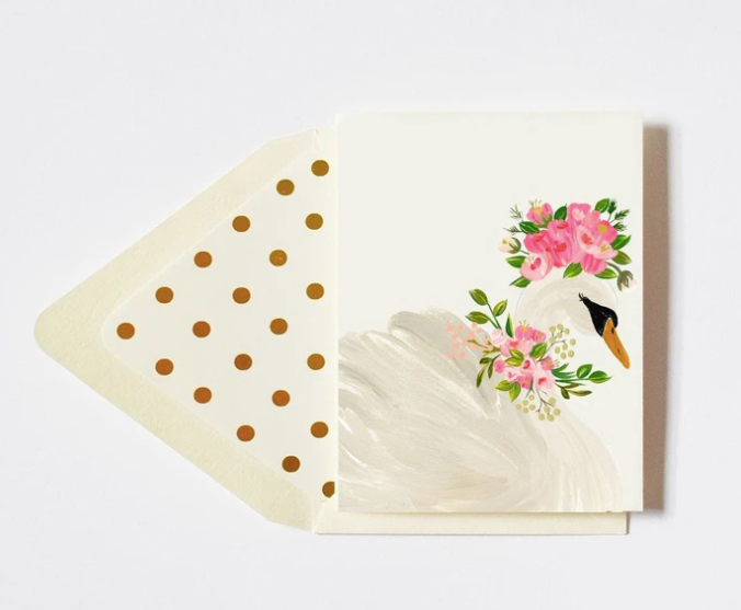 Graceful Floral Crowned Swan Card