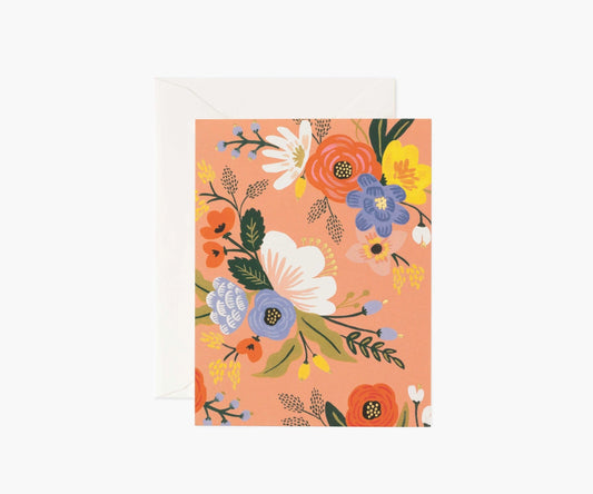 Lively Floral Pink Blank Card